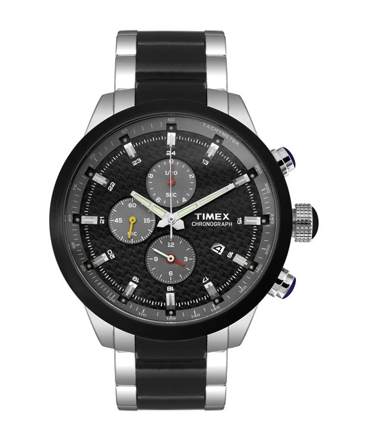 Timex E Class Men's Black Dial Round Case Chronograph Function Watch -TW000Y405