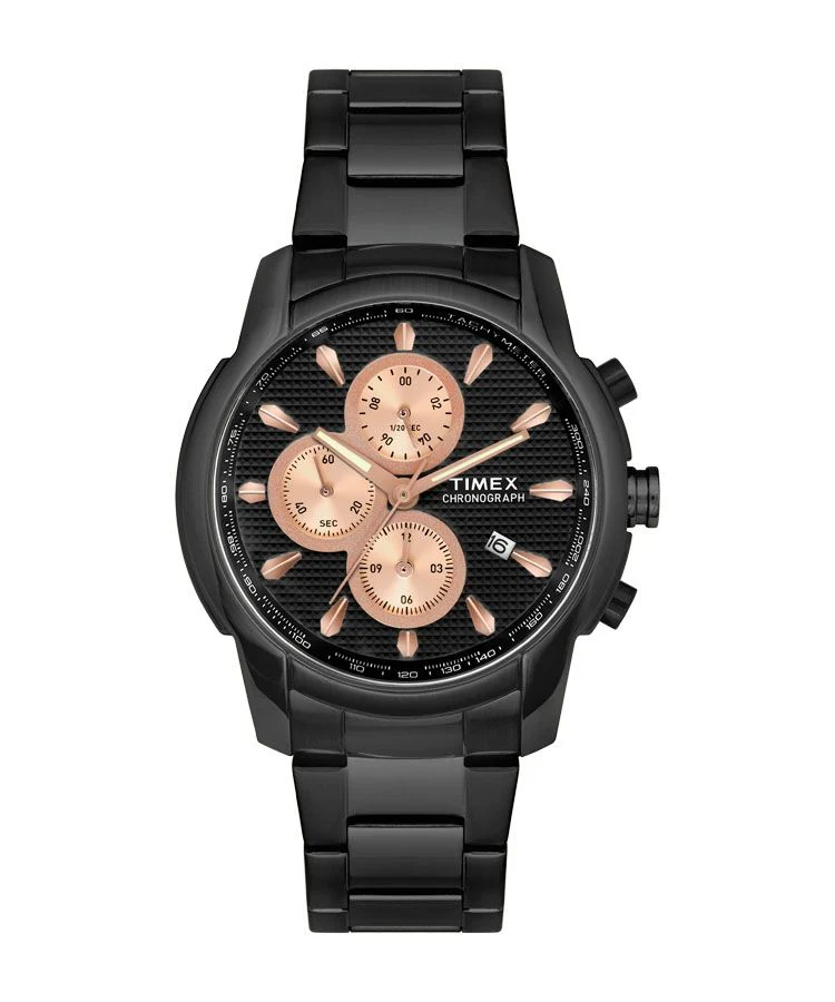 Timex E Class Men's Black Dial Round Case Chronograph Function Watch -TW000Y516