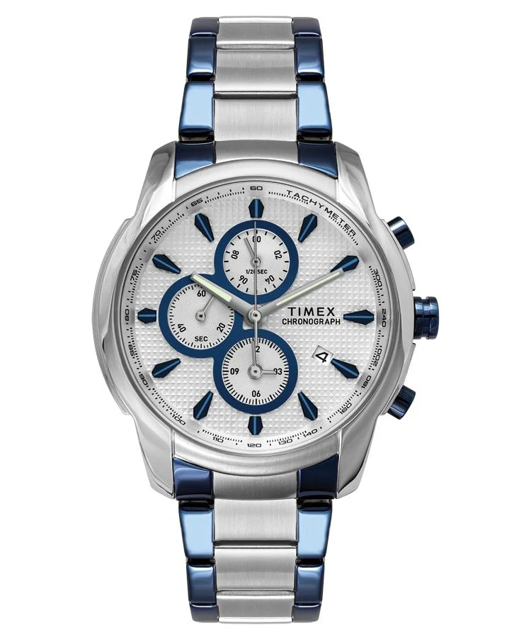 Timex E Class Men's Silver Dial Round Case Chronograph Function Watch -TW000Y521