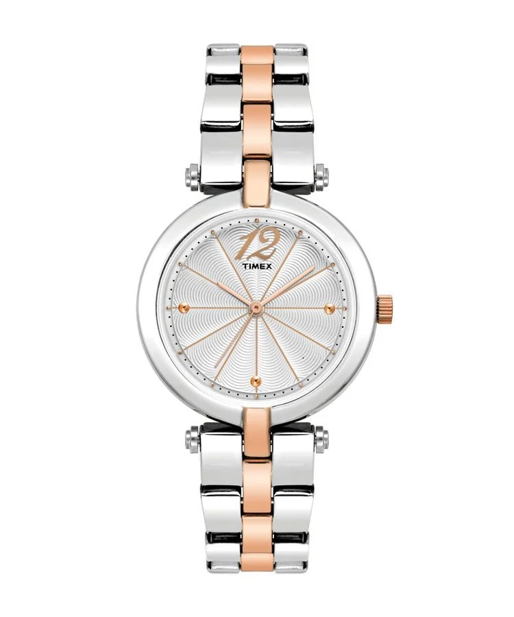 Timex Fashion Women's Silver Dial Round Case 3 Hands Function Watch -TW000Z207