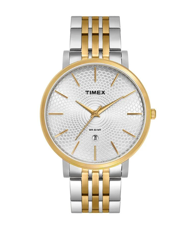 Timex Empera Pairs Silver Dial Round Case Date/3 Hands Function Watch -TW00PR210