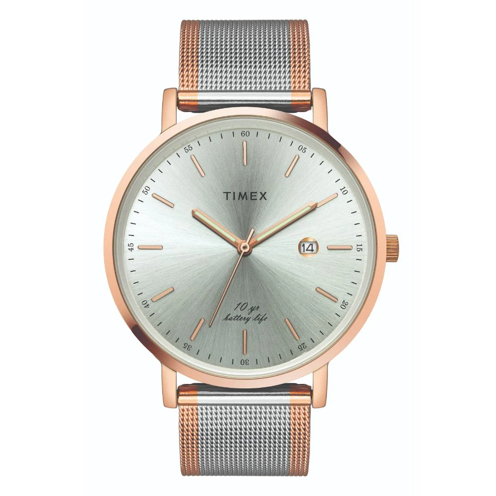 Timex Empera Pairs Beige Dial Round Case 10 Year Battery Life Date Function Watch -TW00PR268