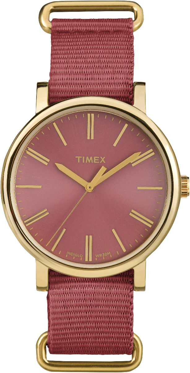 Timex Essential Collection Women's Quartz Analog Gold-Tone Dial Round Case Fabric-Double-Layer-Slip-Thru-Strap Function Watch -TW2P78200
