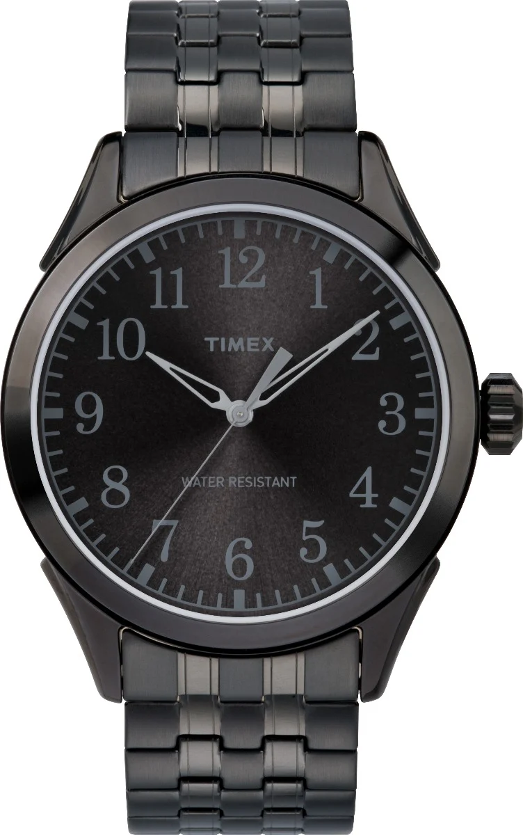Timex Main Street Men's Quartz Analog Black Dial Round Case Stainless-Steel-Expansion-Band Function Watch -TW2R48200
