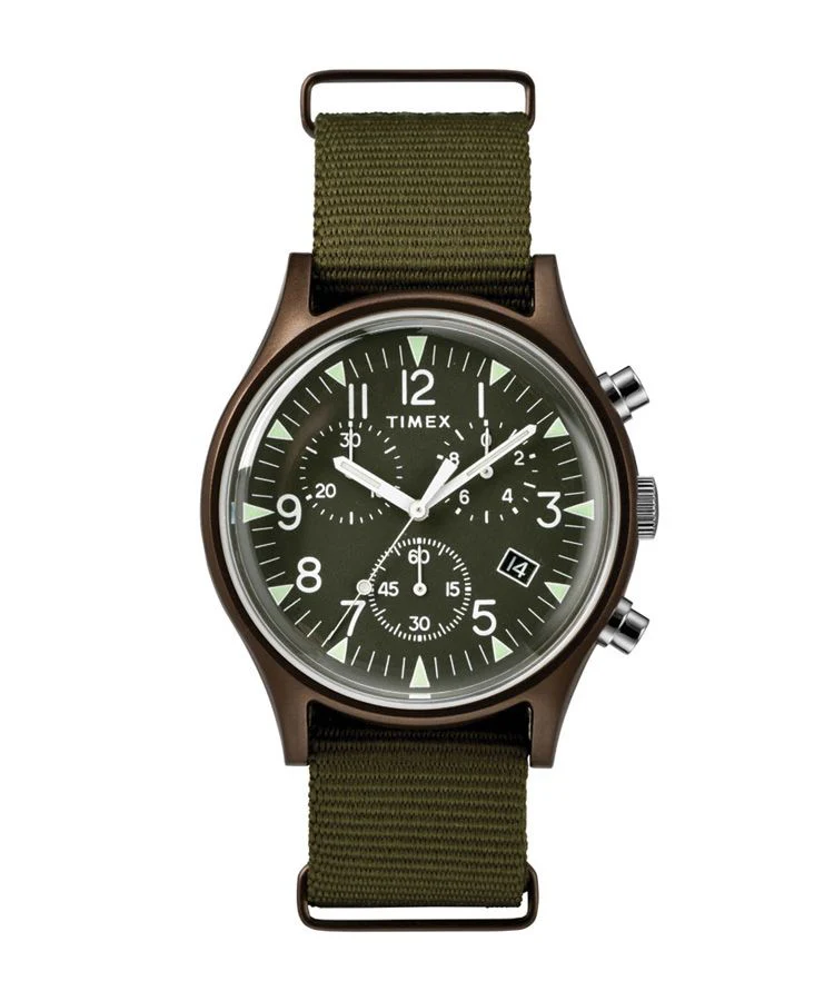 Timex Military Men's Quartz Analog Green Dial Round Case INDIGLO-Light-Up-Watch-Dial Function Watch -TW2R67800