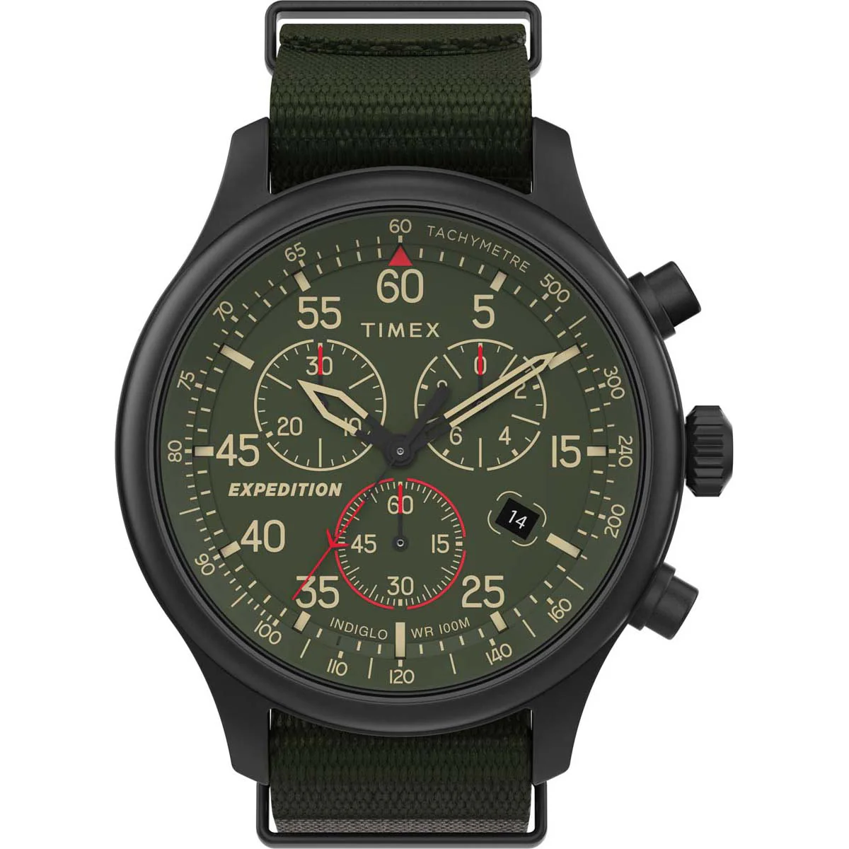 Timex Expedition Men's Quartz Analog Black Dial Round Case Fabric-Double-Layer-Slip-Thru-Strap Function Watch -TW2T72800