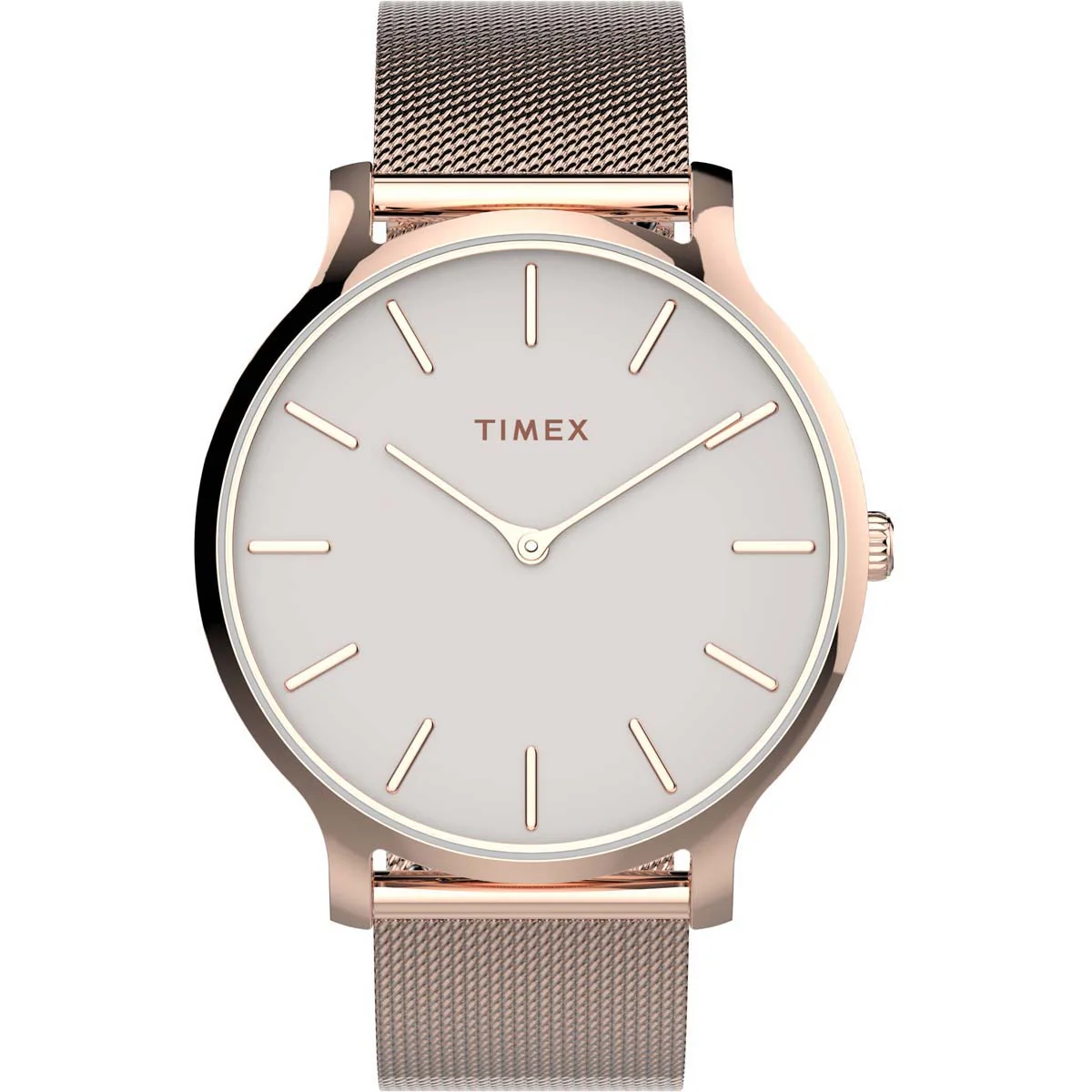 Timex Global Women's Rose Gold-Tone Dial  Case Stainless-Steel-Mesh-Bracelet Function Watch -TW2T73900
