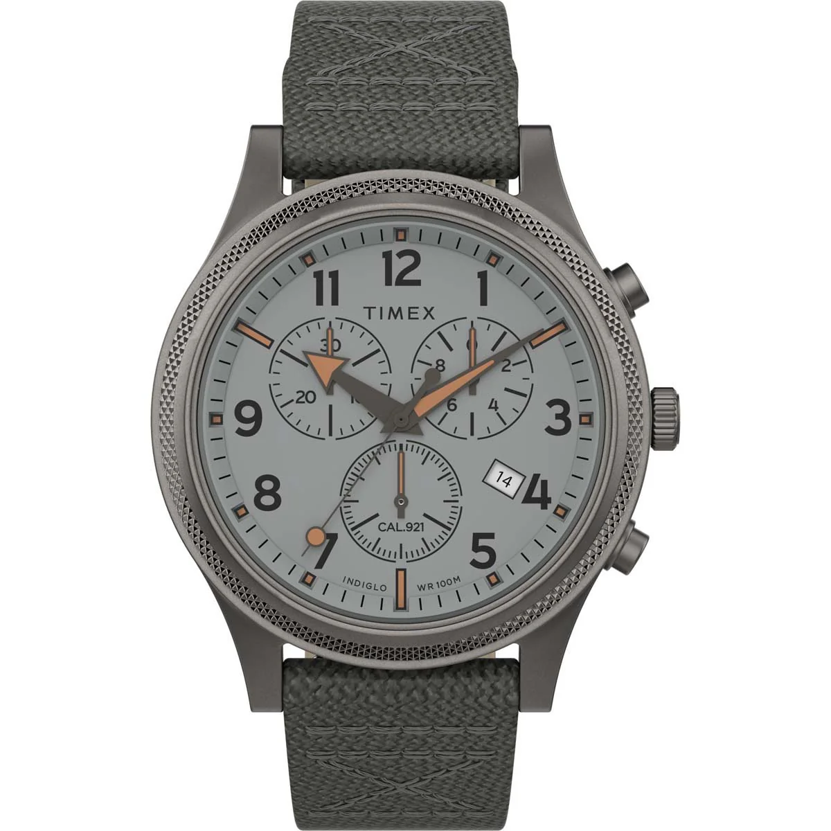 Timex Military Men's Quartz Analog Silver-Tone Dial Round Case Fabric-Strap Function Watch -TW2T75700