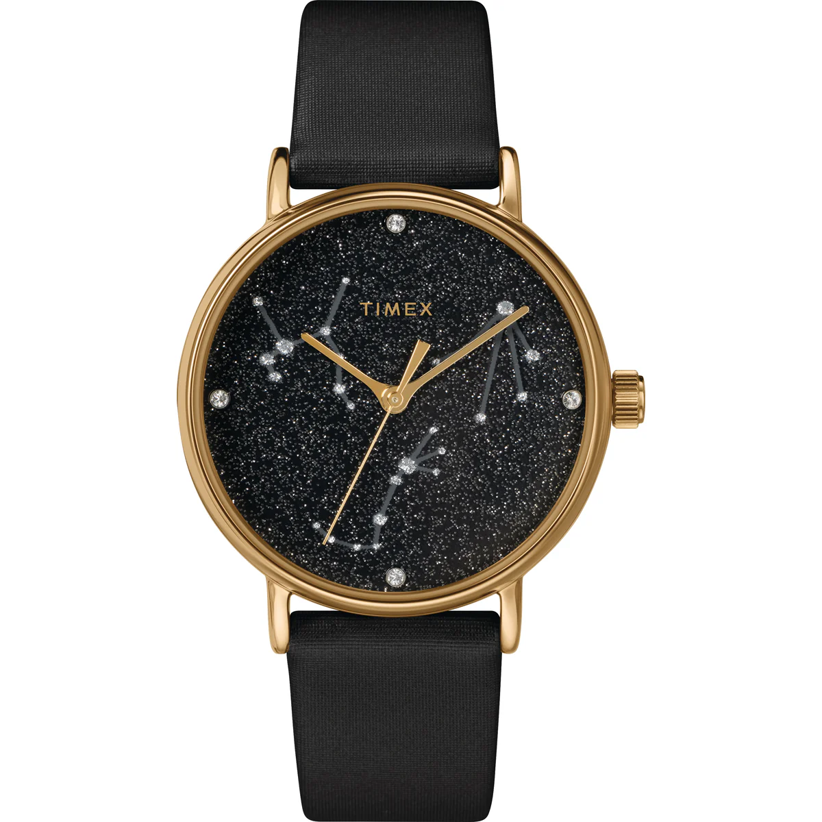 Timex Global Women's Gold-Tone Dial  Case Leather-Strap Function Watch -TW2T87600