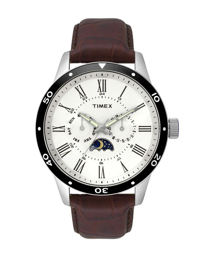 Timex E Class Men's White Dial Round Case Multifunction Function Watch -TWEG14700