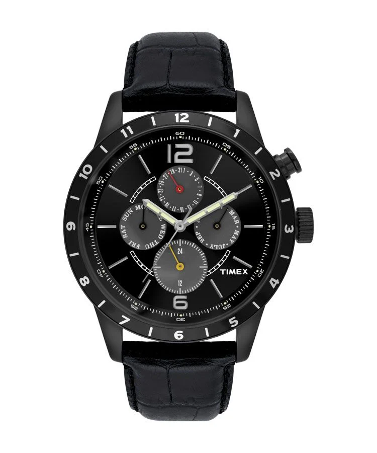 Timex E Class Men's Black Dial Round Case Multifunction Function Watch -TWEG14802