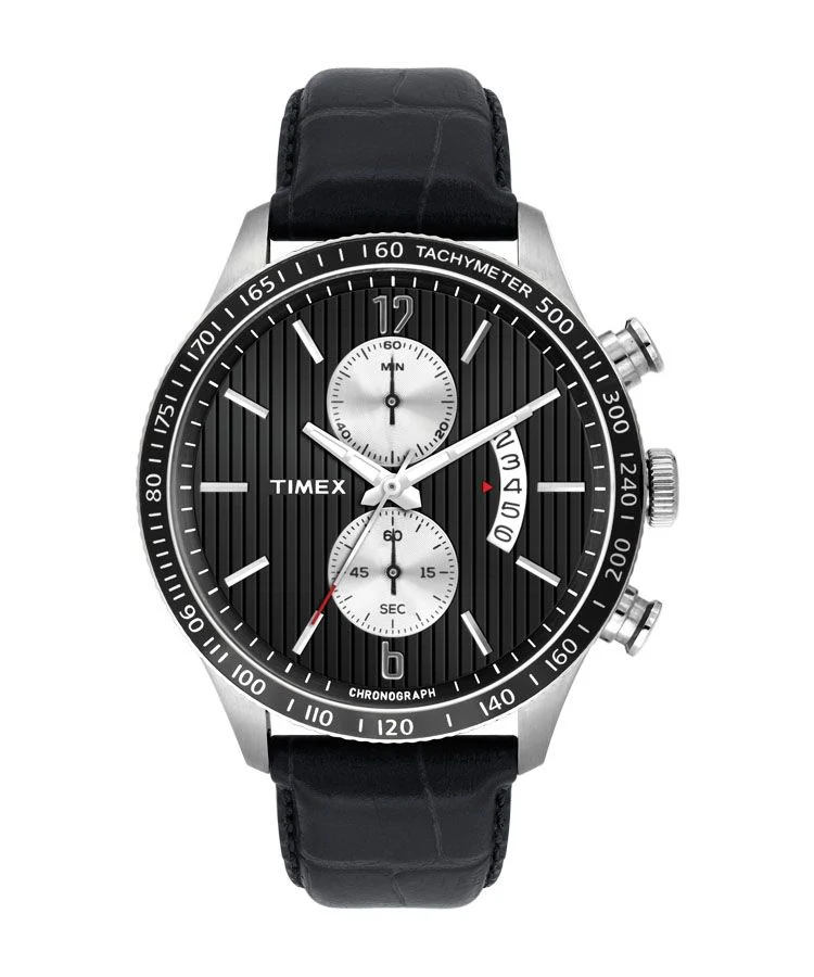 Timex E Class Men's Black Dial Round Case Chronograph Function Watch -TWEG14900