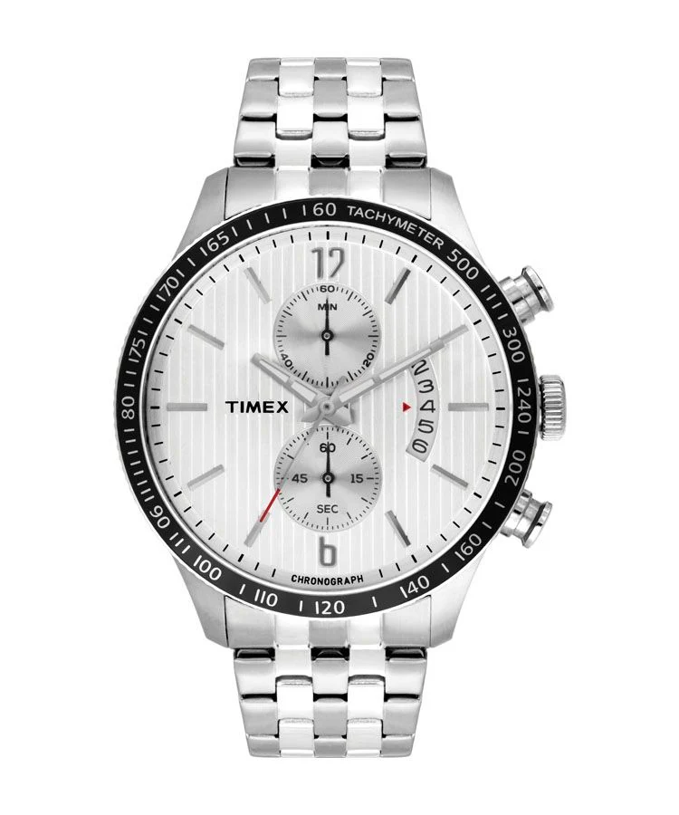 Timex E Class Men's Silver Dial Round Case Chronograph Function Watch -TWEG14903