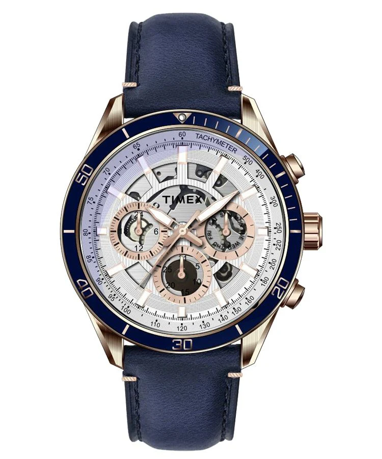 Timex E Class Men's White Dial Round Case Multifunction Function Watch -TWEG15212