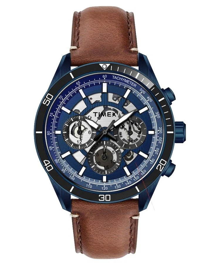 Timex E Class Men's Blue Dial Round Case Multifunction Function Watch -TWEG15214
