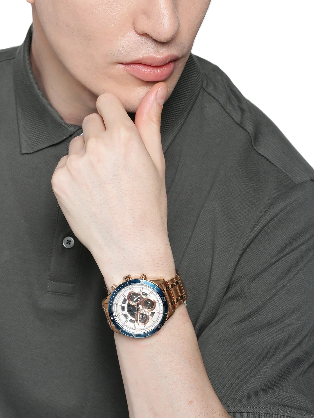 Timex E Class Men's White Dial Round Case Multifunction Function Watch -TWEG15219 - Image 6