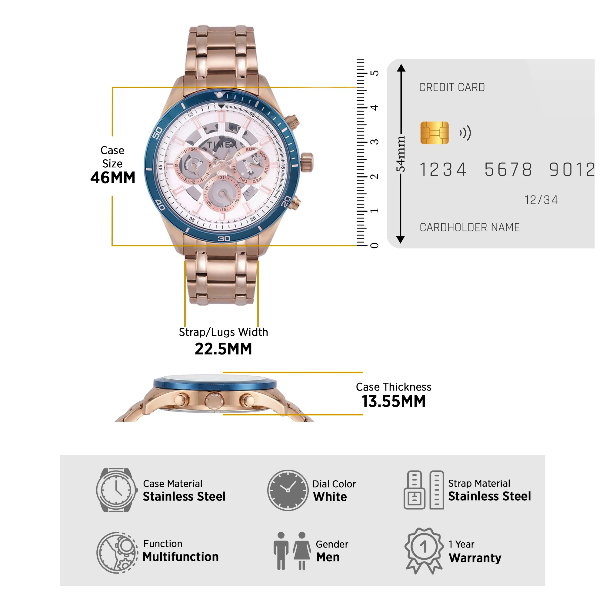 Timex E Class Men's White Dial Round Case Multifunction Function Watch -TWEG15219 - Image 7
