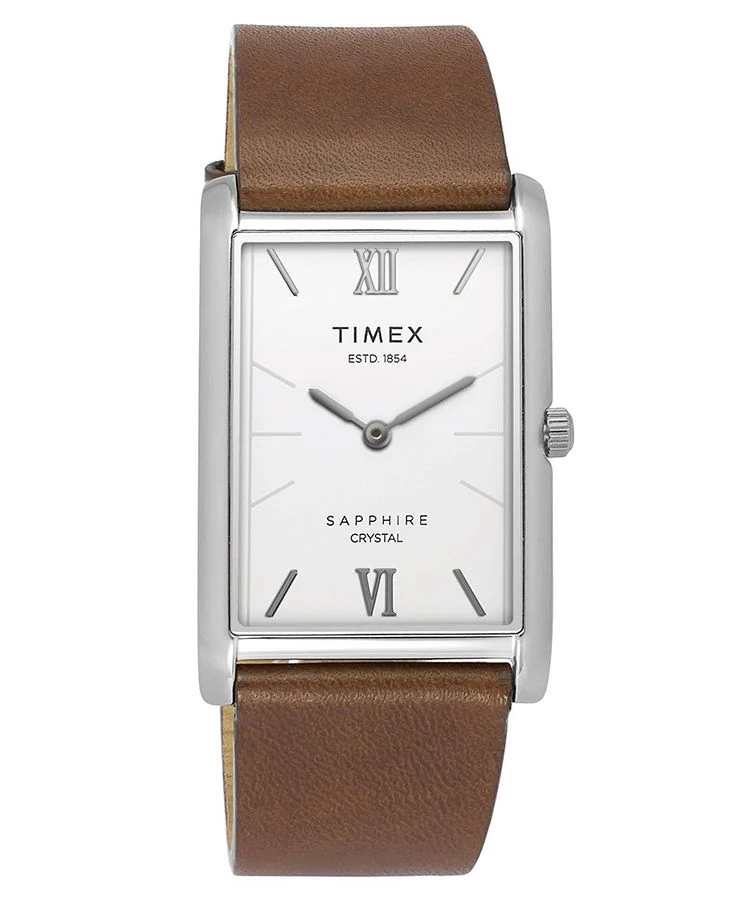 Timex Empera Men's Silver Dial Rectangle Case 2 Hands Function Watch -TWEG17300
