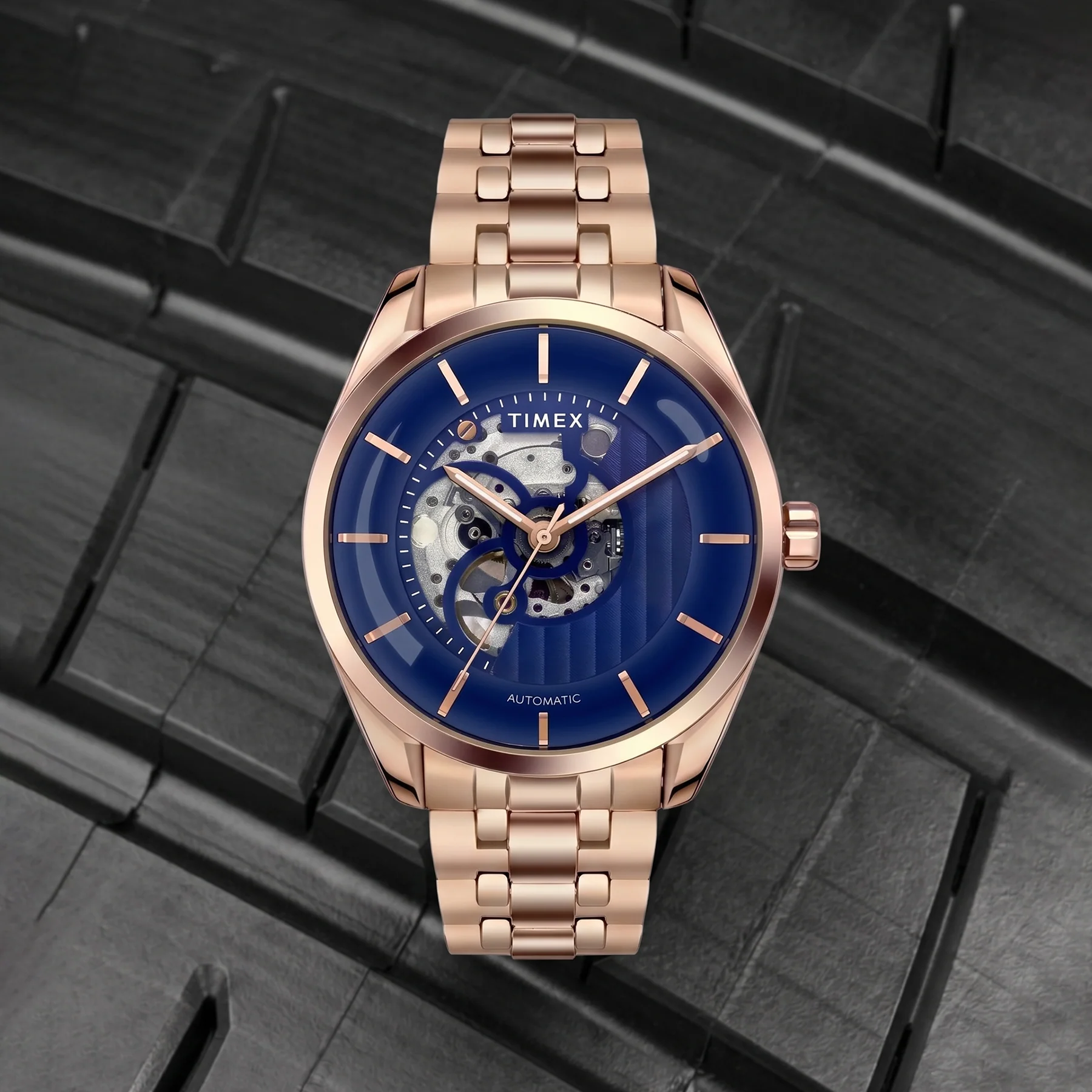 Timex E Class Men's Blue Dial Round Case Automatic Function Watch -TWEG17504 - Image 7