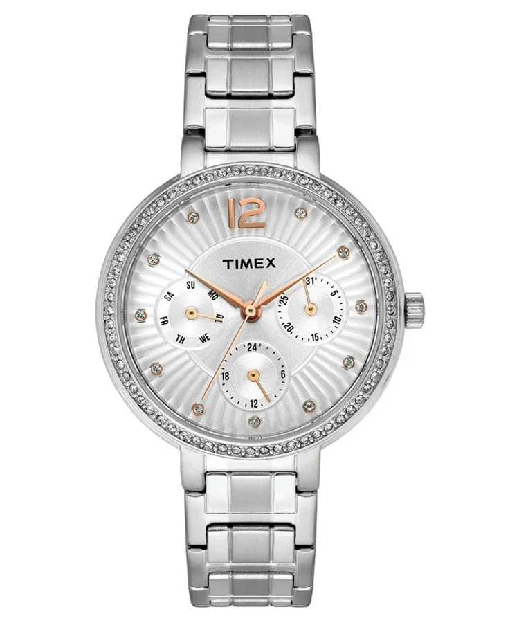 Timex E Class Women's Silver Dial Round Case Multifunction Function Watch -TWEL11900