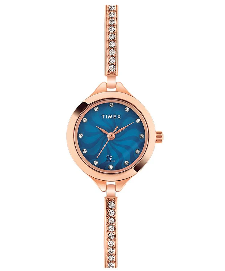 Timex Fria Women's Mother of Pearl Dial Round Case 3 Hands Function Watch -TWEL12501T