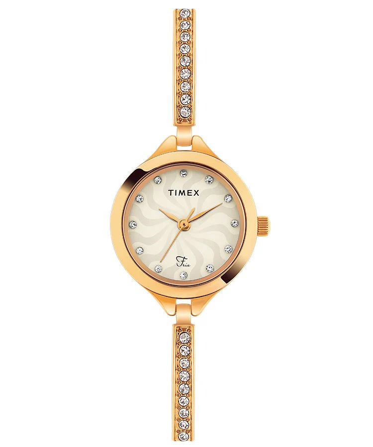Timex Fria Women's Mother of Pearl Dial Round Case 3 Hands Function Watch -TWEL12502T