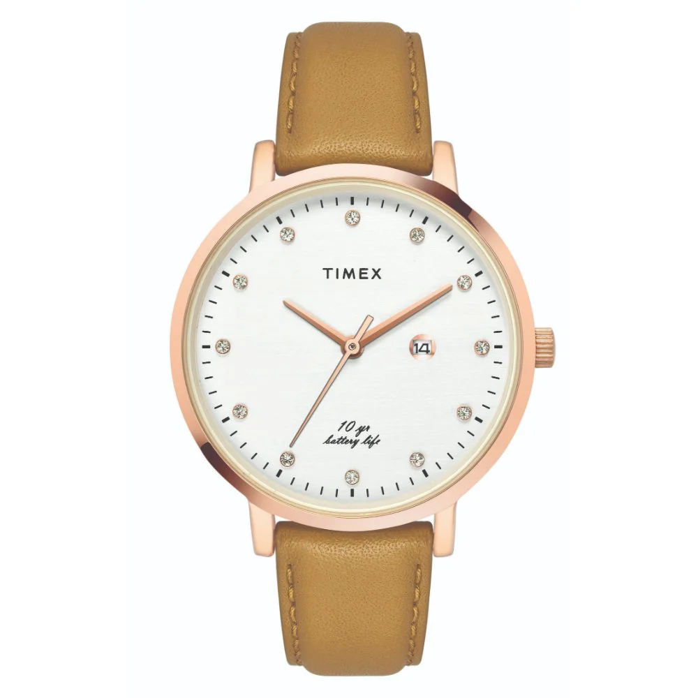 Timex Empera Women's Silver Dial Round Case 10 Year Battery Life  Date Function Watch -TWEL12907