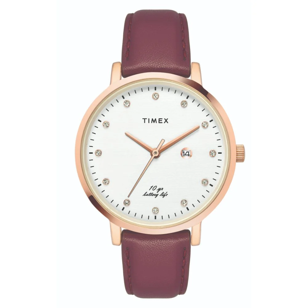 Timex Empera Women's Silver Dial Round Case 10 Year Battery Life Date Function Watch -TWEL12908