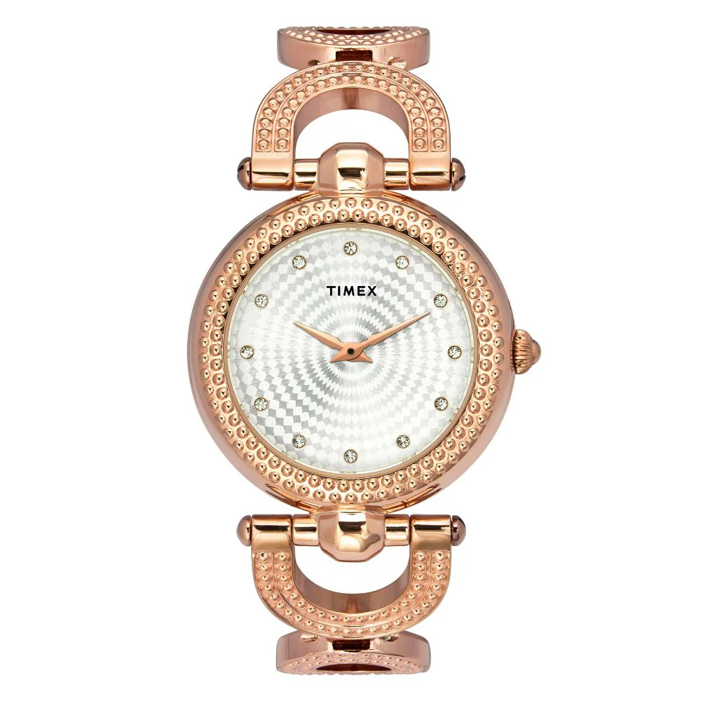 Timex Fria Women's Silver Dial Round Case 2 Hands Function Watch -TWEL14103