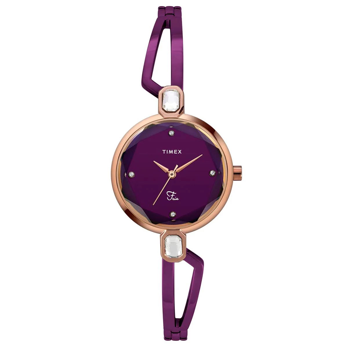Timex Fria Women's Purple Dial Round Case 3 Hands Function Watch -TWEL15103