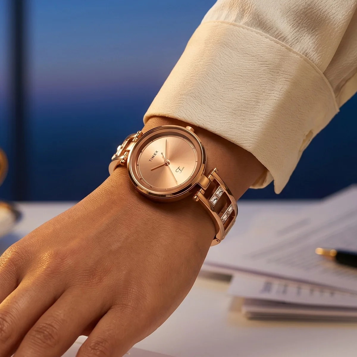 Timex Fria Women Rose Gold Round Analog Watch - TWEL15300 - Image 7