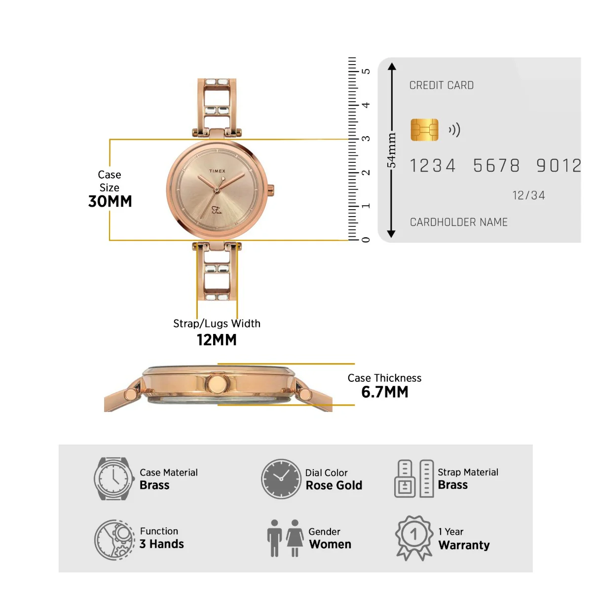 Timex Fria Women Rose Gold Round Analog Watch - TWEL15300 - Image 8