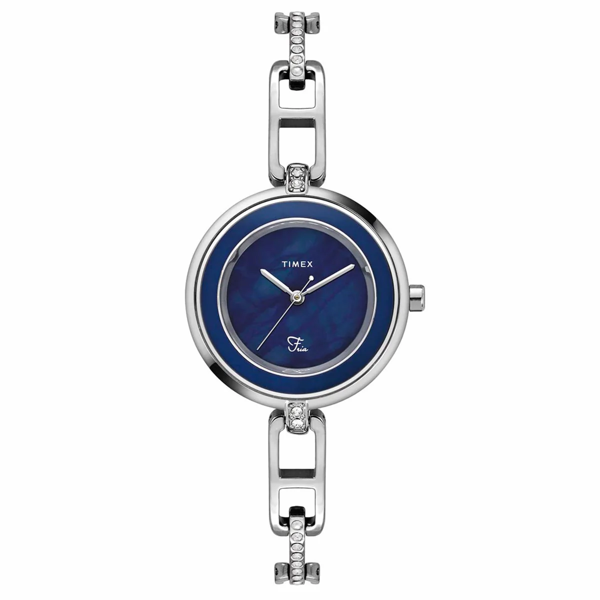 Timex Fria Women's Mother of Pearl Dial Round Case 3 Hands Function Watch -TWEL15400
