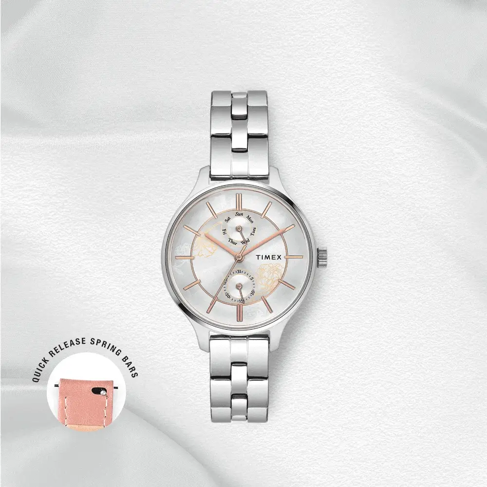Timex Fashion Women's Silver Dial Round Case Multifunction Function Watch -TWEL14800 - Image 9