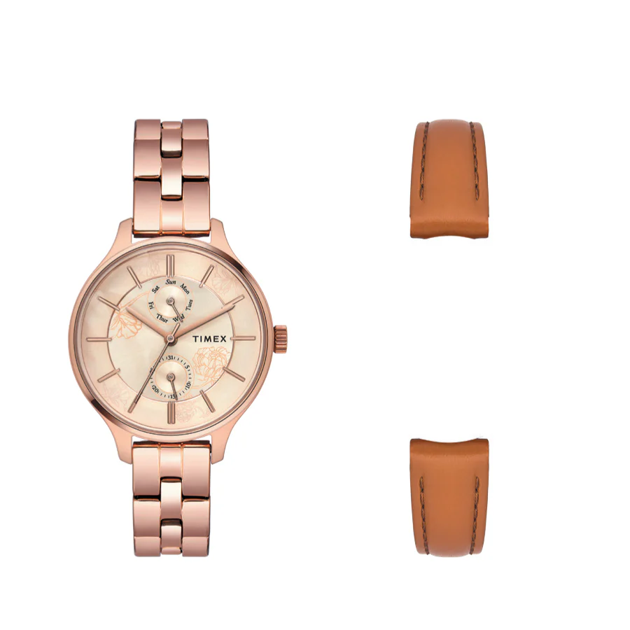 Timex Fashion Women's Rose Gold Dial Round Case Multifunction Function Watch -TWEL14803 - Image 10
