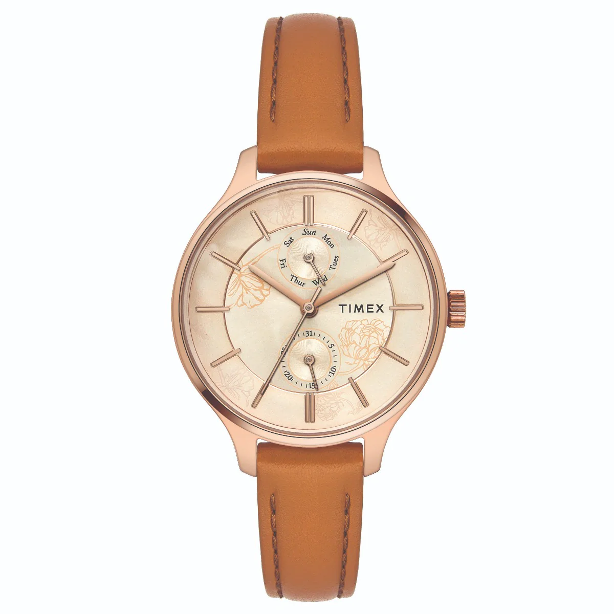 Timex Fashion Women's Rose Gold Dial Round Case Multifunction Function Watch -TWEL14803 - Image 6