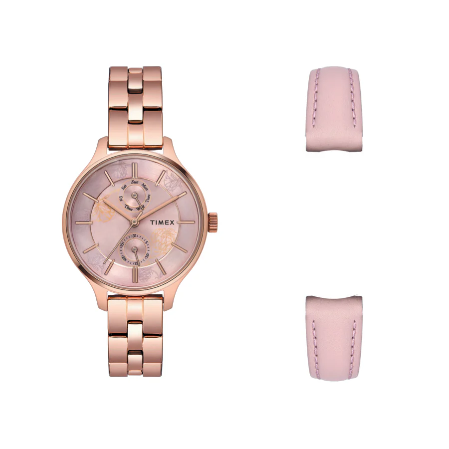 Timex Fashion Women's Pink Dial Round Case Multifunction Function Watch -TWEL14804 - Image 10