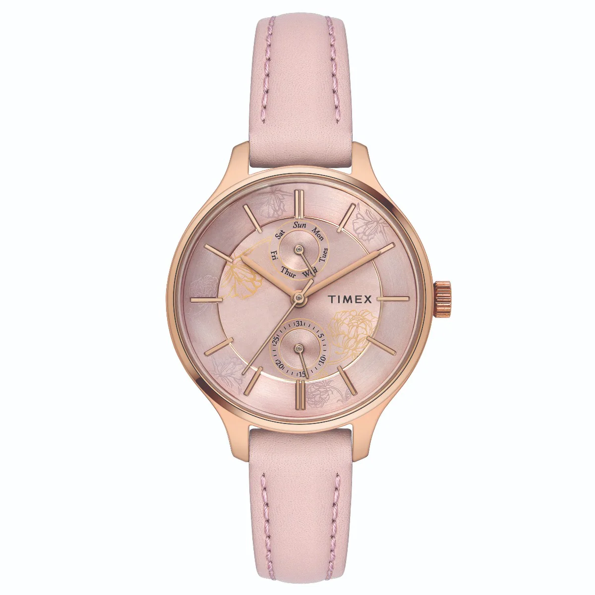 Timex Fashion Women's Pink Dial Round Case Multifunction Function Watch -TWEL14804 - Image 6