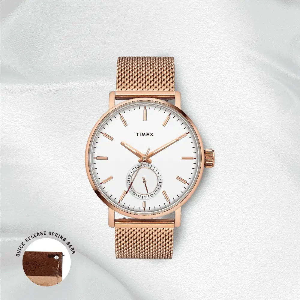 Timex Fashion Men's White Dial Round Case Date Function Watch -TWEG20002 - Image 8