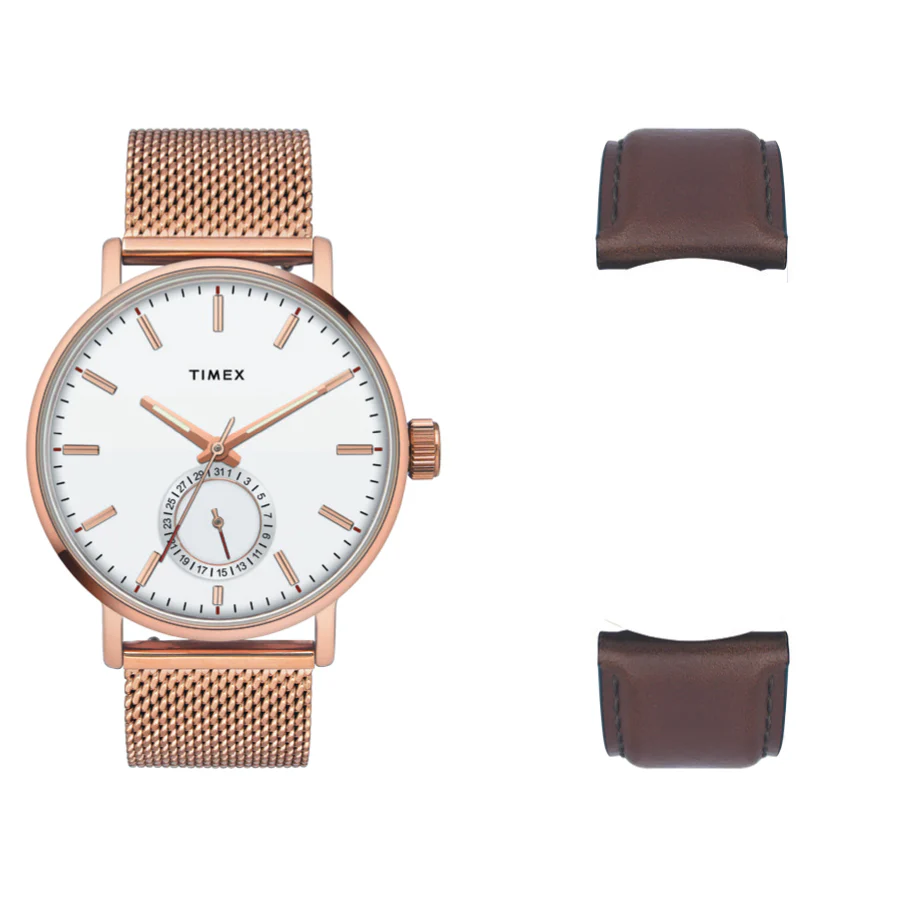 Timex Fashion Men's White Dial Round Case Date Function Watch -TWEG20002 - Image 9