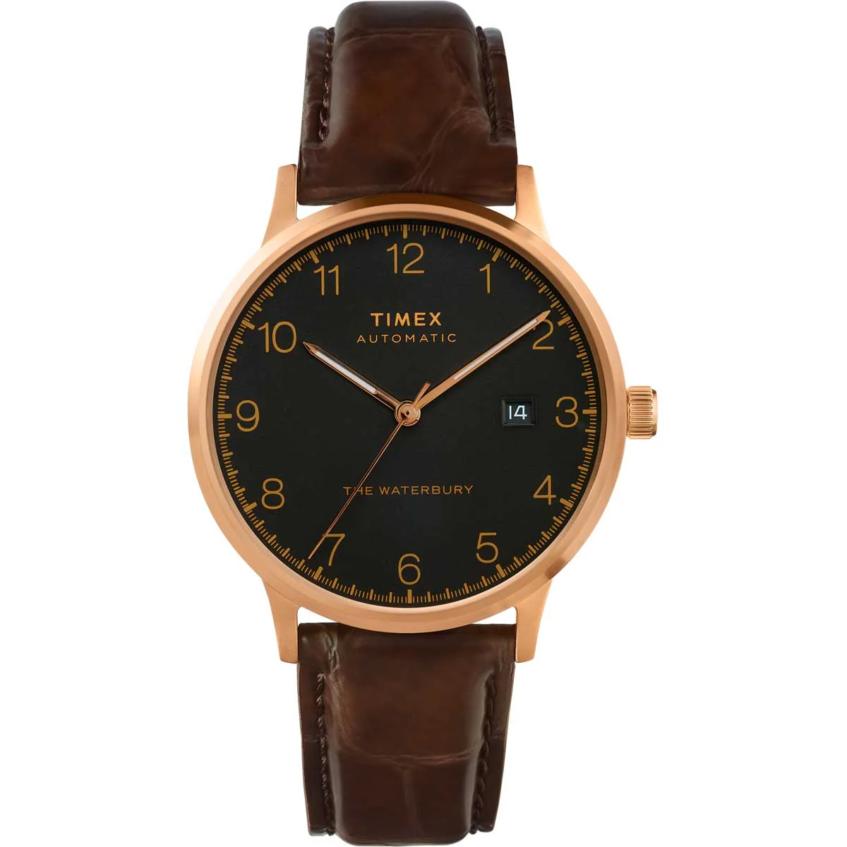 Timex Heritage Collection Men's Mechanical Automatic Wind Rose Gold-Tone Dial Round Case Automatic Function Watch -TW2T70100